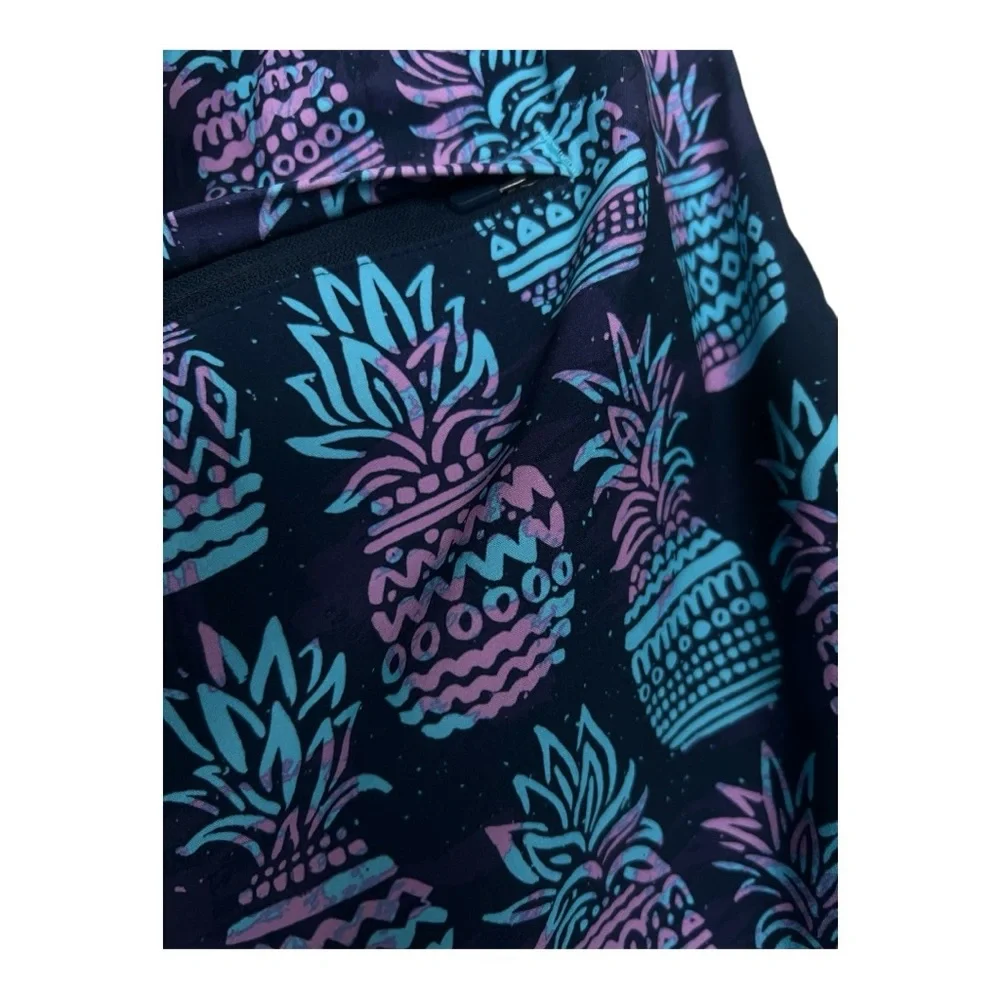 Goodfellow & Co Men's Pineapple Print Swim Trunks - Blue and Purple Size L